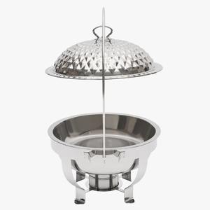 Recipiente redondo de acero inoxidable de 4.76 cuartos de galón para calentar comida tipo buffet con tapa al mejor precio - Product Image 1