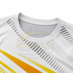 ชุดยูนิฟอร์มฟุตบอลธงชาย ผลิตจากโรงงาน สีขาวและเหลือง เสื้อและกางเกงขาสั้น ชุดกีฬาโพลีเอสเตอร์ระบายอากาศได้ดี สำหรับผู้ใหญ่ - Product Image 6