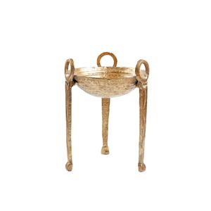 Centro de mesa Cuenco con soporte de metal fundido Frutas Ensalada Cuencos para servir Vajilla Decoración Estilo moderno Cuenco Acabado dorado - Product Image 1