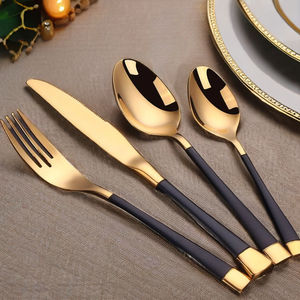 Juego de cubiertos de lujo de acero inoxidable con espejo plateado de último diseño para uso en hoteles y fiestas con mango recubierto Apto para lavavajillas - Product Image 4