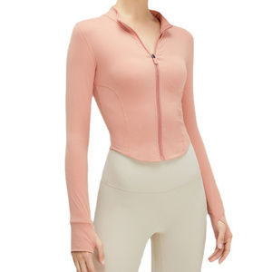 Custom Logo Lightweight Breathable Plus Size Athletic Fitness <b>Yoga</b> Top Long Sleeve Zipped <b>Jacket</b> Women Four-Way Stretch Sports - Product Image 1