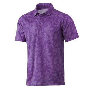 Polo de golf camouflage personnalisé en gros, manches courtes, vêtements de sport performants pour hommes, haut imprimé à col, logo OEM personnalisé - Product Image 1