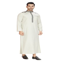 AL ARAB Thobe pour Hommes Adultes en Polyester, Col, Manches Longues, Longueur Cheville, Respirant, Léger, Infroissable, Broderie Élégante, Style Moyen-Oriental