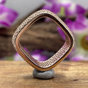 Anillo de Eternidad de Plata de Ley 925 Chapado en Oro Rosa con Diamantes de Moissanita, Corte Brillante Redondo, Engaste Pavé, Anillo de Boda de Lujo - Product Image 4