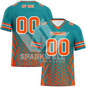 Custom Sublimated American Football Jersey Men's V-Neck Breathable 100% Polyester Geometric Pattern Adult Uniforms - Product Image 6