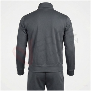 Conjunto Deportivo Gris para Hombre, Manga Larga, Cuello Alto, Cierre Frontal con Cremallera, Color Sólido, Transpirable, Corte Regular, Ropa Deportiva para Otoño - Product Image 2