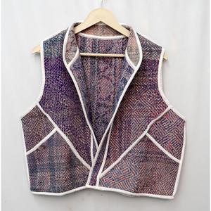 Handmade Vintage Kantha Quilted Floral Printed 100% Cotton Breathable <b>Spring</b> Summer Autumn Winter <b>Women</b> Boho Button Jacket - Product Image 2