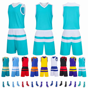 Vêtements de sport de dernière génération en gros, uniformes de basket-ball, maillots et shorts de basket-ball personnalisés, couleurs unies - Product Image 1
