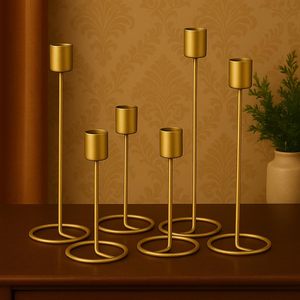 Durable Golden Candle Holder Metal <b>T</b> <b>Light</b> Stand Elegant Table Decor for Living Room & Office At Wholesale Export Worldwide - Product Image 3