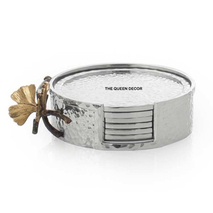 Posavasos de Metal Dorado Personalizado al Por Mayor, Posavasos con Acabado Dorado Martillado para Decoración del Hogar y Bodas - Product Image 6