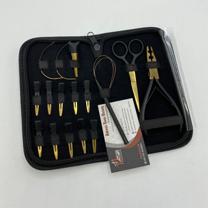 Professional Hair Extension Tools Kit Black Gold Plated <b>Pliers</b> Scissors Clips <b>Set</b> Custom Logo Two Hole Micro beads <b>plier</b> - Product Image 5