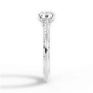 14K White Gold 2.72 CTW Round Lab Grown <b>Diamond</b> Engagement <b>Ring</b> with Shoulder Accent <b>Diamonds</b> - Product Image 2
