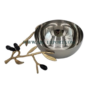Vintage Design Stainless Steel <b>Snacks</b> <b>Bowl</b> Gold-Plated Stand Food Serving <b>Bowl</b> Shiny Polished Metal on Sale From Indian Supplier - Product Image 1