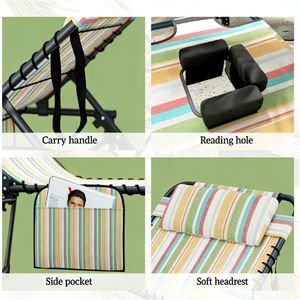 Sdraio Pieghevole a 2 Pezzi con Tasche Laterali, Design Elegante, Lettino Prendisole da Esterno - Product Image 4