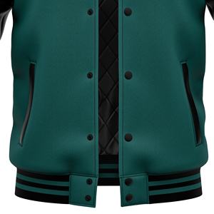 Chaqueta Varsity de Invierno Personalizable para Hombre con Cuello Alto, Lana y Bordado en Cuero - Product Image 5