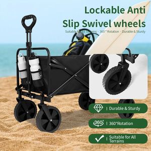 Carrello per vagoni pieghevoli per carichi pesanti di grande capacità per lo Shopping sportivo da spiaggia-carrello da campeggio portatile con facile riporre - Product Image 5