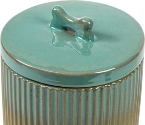 Luxury Ceramic Storage Canister Ribbed Ombre Glaze Airtight <b>Lid</b> Kitchen Organizer <b>Decorative</b> Counter Jar Premium Craftsmanship - Product Image 3