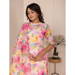 TOP ESTAMPADO FLORAL MUSELINA TENDENCIA PALAZZO CON DUPATTA BEBÉ ROSA - Product Image 5