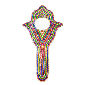 Miroir à main vintage indien en laque scintillante avec embellissement de perles décoratives, miroir cosmétique portable de style antique pour cadeau - Product Image 6