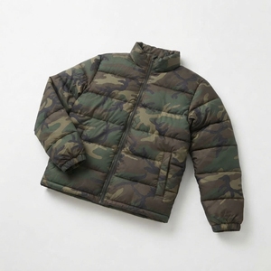 Chaqueta Acolchada de Camuflaje para Hombre, Cuello Alto, Cierre de Cremallera, Resistente al Viento, Relleno de Poliéster, Estilo Casual de Invierno - Product Image 3