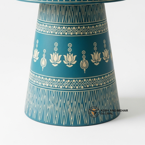 Luxury Blue Bone Inlay End Table – Traditional Floral Pattern Elegant Blue Bone Inlay Side Table with Floral Design - Product Image 3