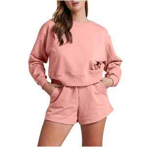 Nouvel ensemble de survêtement décontracté pour femme : short et sweat à capuche en molleton 100 % coton de haute qualité – Vente en gros - Product Image 4