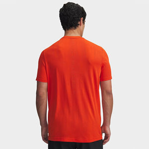 <b>Mens</b> Neon Orange Solid Short Sleeve Crew Neck Cotton T-<b>Shirt</b> Custom Logo OEM ODM Wholesale Apparel - Product Image 2