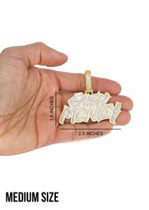 Pendentif Lettre Hip Hop Classique Unisexe Plaqué Or Blanc 10K avec Diamant de Laboratoire Rond Certifié GIA, Couleur Fantaisie Claire, Idéal pour un Cadeau - Product Image 3