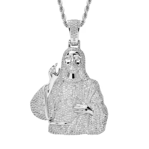Pendentif en argent sterling 925 avec diamant moissanite et motif religieux, style hip-hop, pour unisexe - Product Image 1