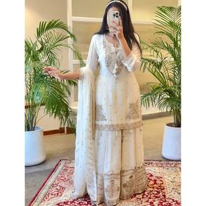 Designer <b>Top</b>-Bottom and Dupatta Set with Embroidery Sequence Work Size XL - Product Image 2