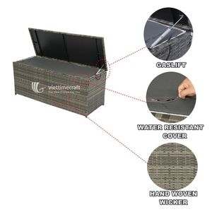Luxury Waterproof Rattan Garden Hamper <b>Chest</b>, Sustainable Patio Cushion <b>Storage</b> Trunk with Zippered Liner for Poolside & Deck - Product Image 3