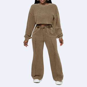 Conjunto Deportivo Holgado Personalizado para Mujer, 100% Algodón, Dos Piezas, Ropa de Estar por Casa, Marca Privada OEM - Product Image 5