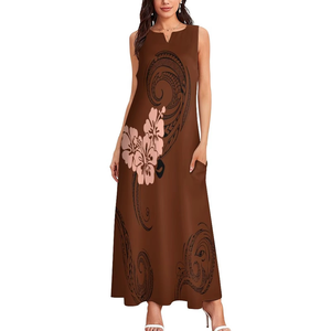 Vestido Personalizado con Estampado Tribal Polinesio, Diseño sin Mangas, Clásico en Blanco y Negro, Vestido Isleño para Mujer - Product Image 1