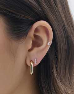 Pendientes de Diamante Cultivado en Laboratorio con Corte Redondo Doble, Oro Sólido de 14K/18K, Parte Trasera Plana, para Cartílago, Hélix, Tragus, Joyería Minimalista para Uso Diario - Product Image 2