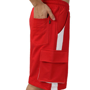 Shorts cargo rouges pour hommes avec cordon de serrage à la taille et poches latérales, style décontracté, Bermuda - Product Image 6