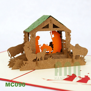 Tarjetas de felicitación de papel cortadas con láser 3D impresas personalizadas Diseño de 'Nacimiento de Jesús' Impresión offset para el día de Navidad Notas de agradecimiento - Product Image 5