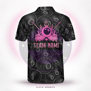 Camiseta de Polo Personalizada para Hombre CIVIC SPORTS, Manga Corta, 100% Poliéster, Transpirable, Diseño Deportivo, Jersey de Billar Estampado - Product Image 4