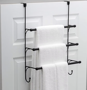 OEM/ODM Adjustable Over the Door Triple Towel Holder Rack with Hooks Bathroom Organizer <b>Hanger</b> <b>Space</b> <b>Saving</b> Storage - Product Image 4