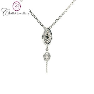 Pendentif à breloque en forme de goutte, modèle BEST, CLUSTER, or blanc/jaune rose massif 18 carats, diamant naturel, qualité G/VS, serti à griffes - Product Image 3