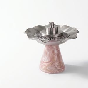 Quemador de Incienso Moderno con Base de Resina y Tapa Metálica Ondulada, Hecho a Mano, Elegante Centro de Mesa, Decoración de Lujo para Mesa, Porta Incienso Árabe Oud Bakhoor - Product Image 1