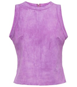 <b>Women</b> Suede Tank <b>Top</b> Modern Sleeveless Crop <b>Vest</b> Premium Soft Fashion Casual Apparel Wholesale OEM Clothing Custom Made - Product Image 6