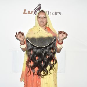 Extensiones de cabello humano virgen indio natural negro al por mayor, con frontal HD, ondulado, doble densidad, para tejer. - Product Image 3