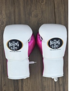 Wholesale No Boxing No Life White/Pink Real Cowhide Leather MMA Training Boxing <b>Gloves</b> Lace-Up Lightweight Breathable Unisex - Product Image 1
