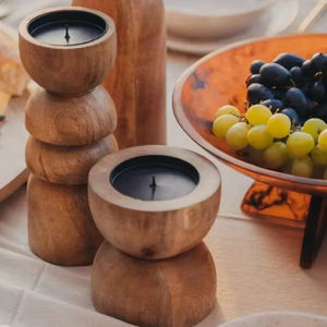 Candelabro de madera maciza hecho en India, soporte de vela personalizado para decoración de cenas en hoteles, a un precio competitivo. - Product Image 1