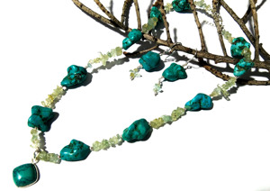 Natural Turquoise Aquamarine Gemstone Beaded Snake Chain Necklace Matching Bohemian Style Earring 925 Sterling Silver Handmade - Product Image 2
