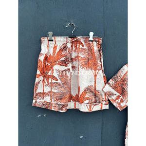 Women's Tropical Print <b>Short</b> Sleeve Shirt And <b>Shorts</b> <b>Set</b> Casual Summer Outfit With Pocket Turn-down Collar Woven Fabric - Product Image 2