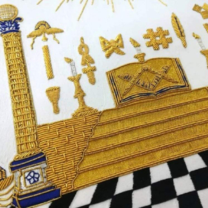 Custom Embroidered 3D Classical Style Freemason Regalia Badges with Red/White/Gold Trim <b>Sew</b>-On Lodge Shape Safety <b>Pin</b> Attachment - Product Image 5