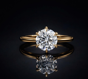 แหวนหมั้นเพชรทรงกลม 2 กะรัต แบบซ่อนรัศมี ขอบทอง 14K (รับรองโดย IGI) แหวนแต่งงาน ดีไซน์โดดเด่นและสง่างาม - Product Image 1
