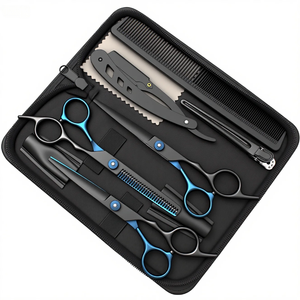 Professional <b>Barber</b> Scissors <b>Set</b> 6 Inch Stainless Steel Hair Cutting Thinning Kit with Case Comb Salon Home Stylist Tools 1001 - Product Image 2
