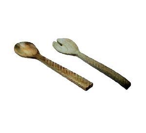 Juego de Cubiertos Vintage Ecológicos de Diseño Nuevo al por Mayor, Juego de 2 Piezas de Cuchara de Servir, Artesanía India de Calidad, Cubiertos de Madera de Mango - Product Image 1